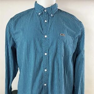 Le Tigre Men's Size XL Blue Check Plaid Button Up Long Sleeve Dress Shirt (45)